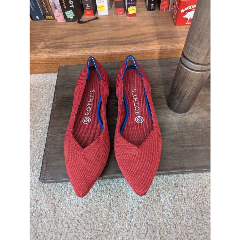 Rothys The Point Ballet Flats Womens 8 Red Knit Fabric Casual Comfort Shoes